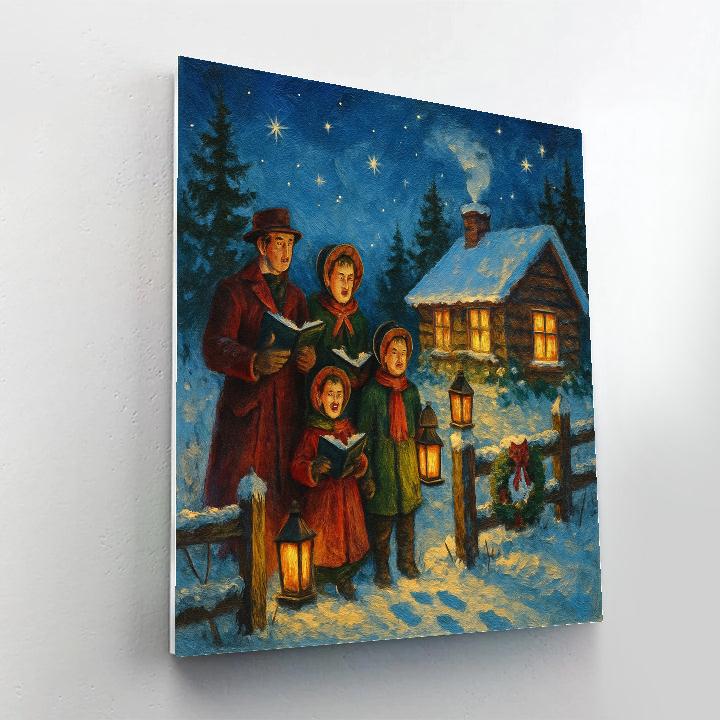 Starlit Cabin Carolers Number painting