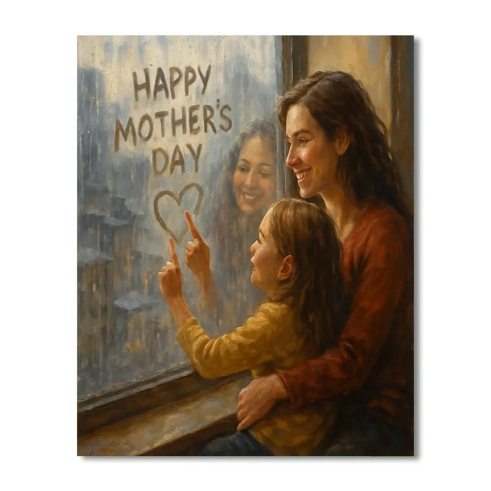 Rainy Window Painting With Mom DIY paint by numbers