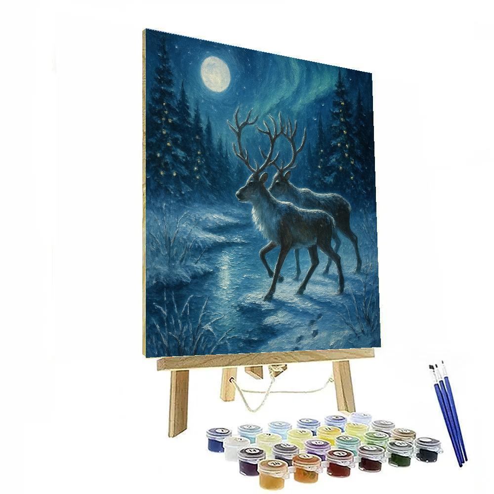 Midnight Reindeer Crossing paint by color