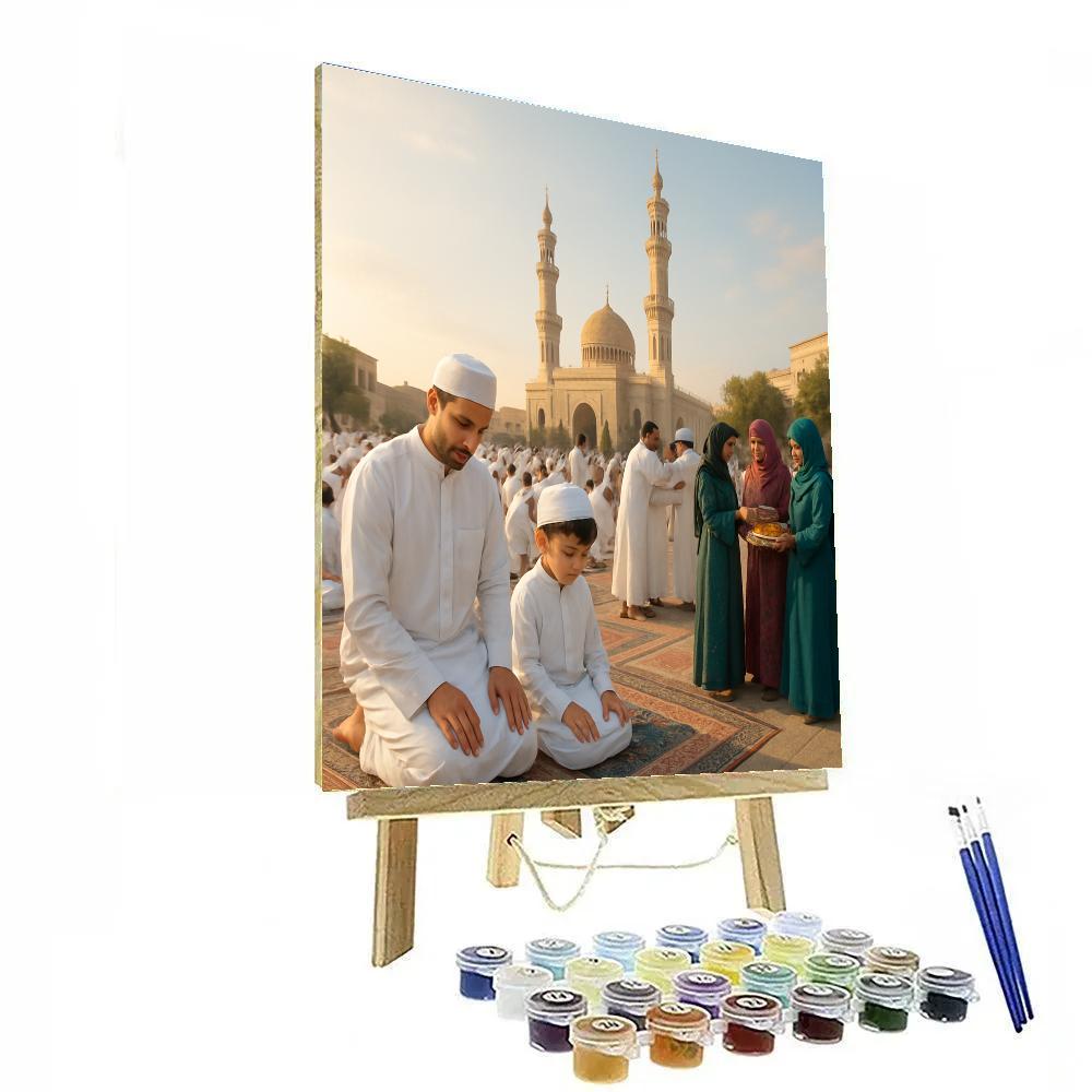 Eid AlFitr Morning Prayer At Grand Mosque painting number kit
