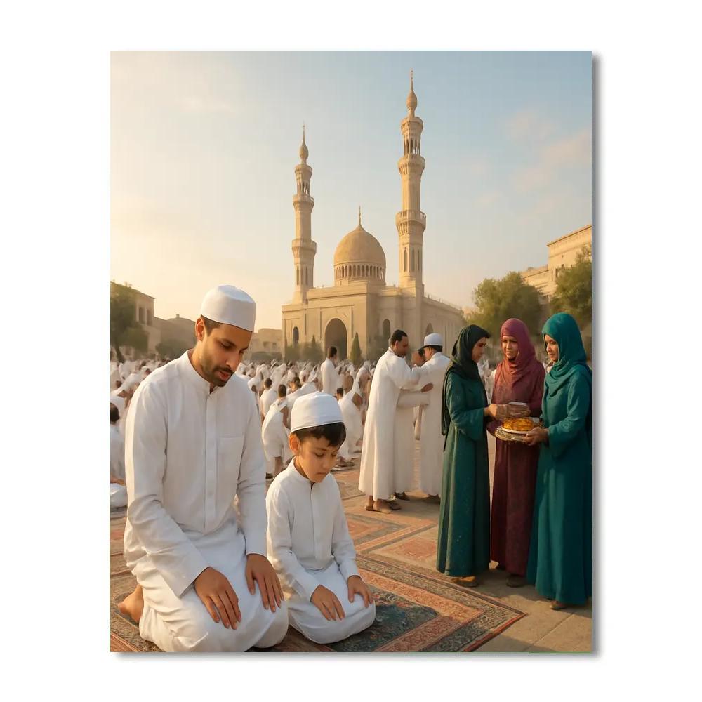 Eid AlFitr Morning Prayer At Grand Mosque painting number kit