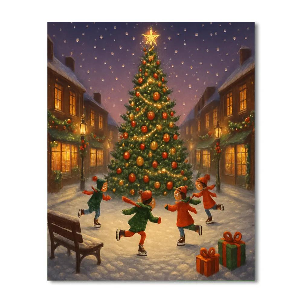 Town Square Evergreen Glow Paint by numbers kits