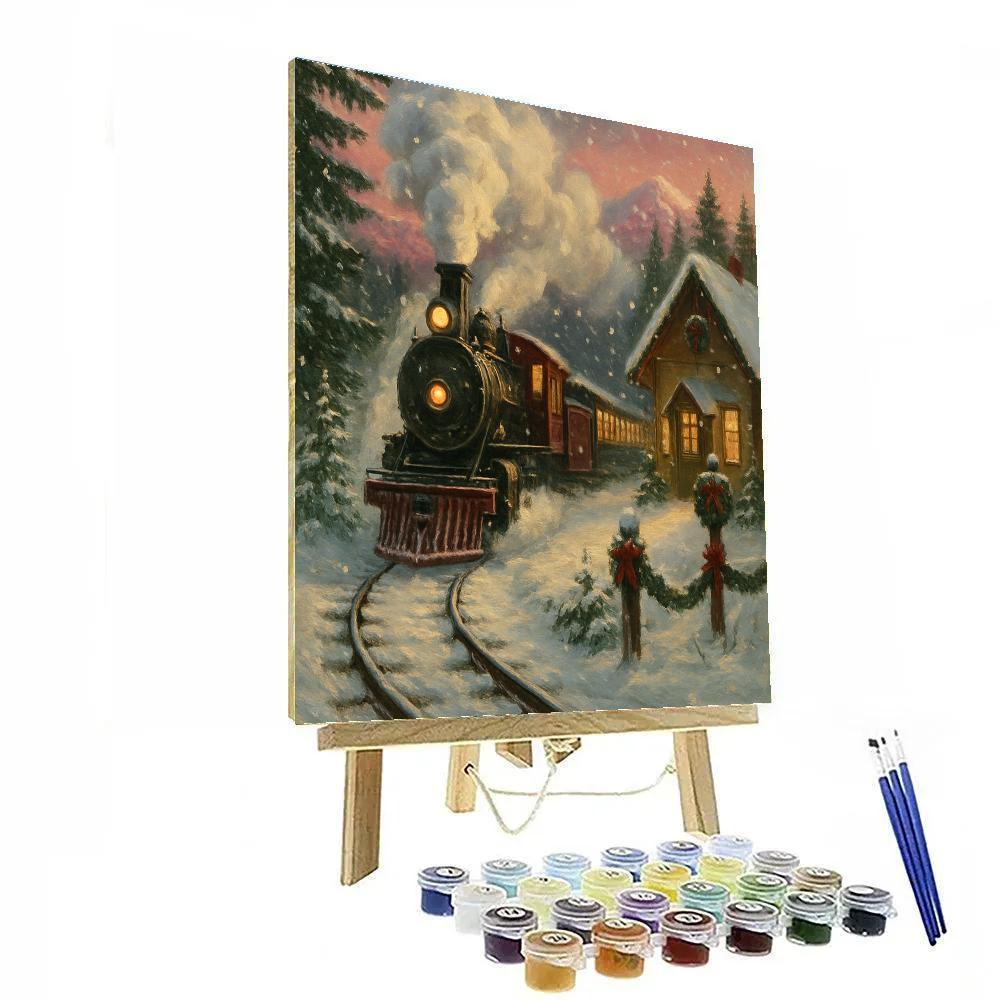 Frosted Train To Evergreen Valley Paint by numbers art
