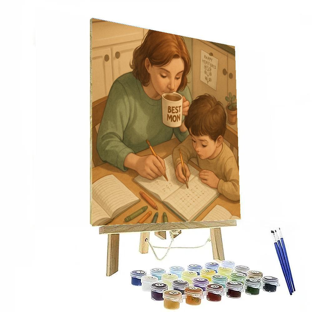Kitchen Table Homework Cafe With Mom painting number kit