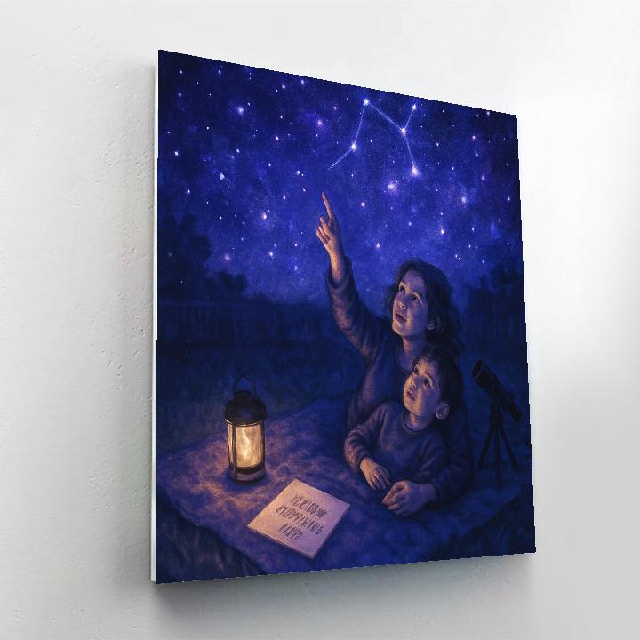 Backyard Stargazing Lesson With Mom paint by number