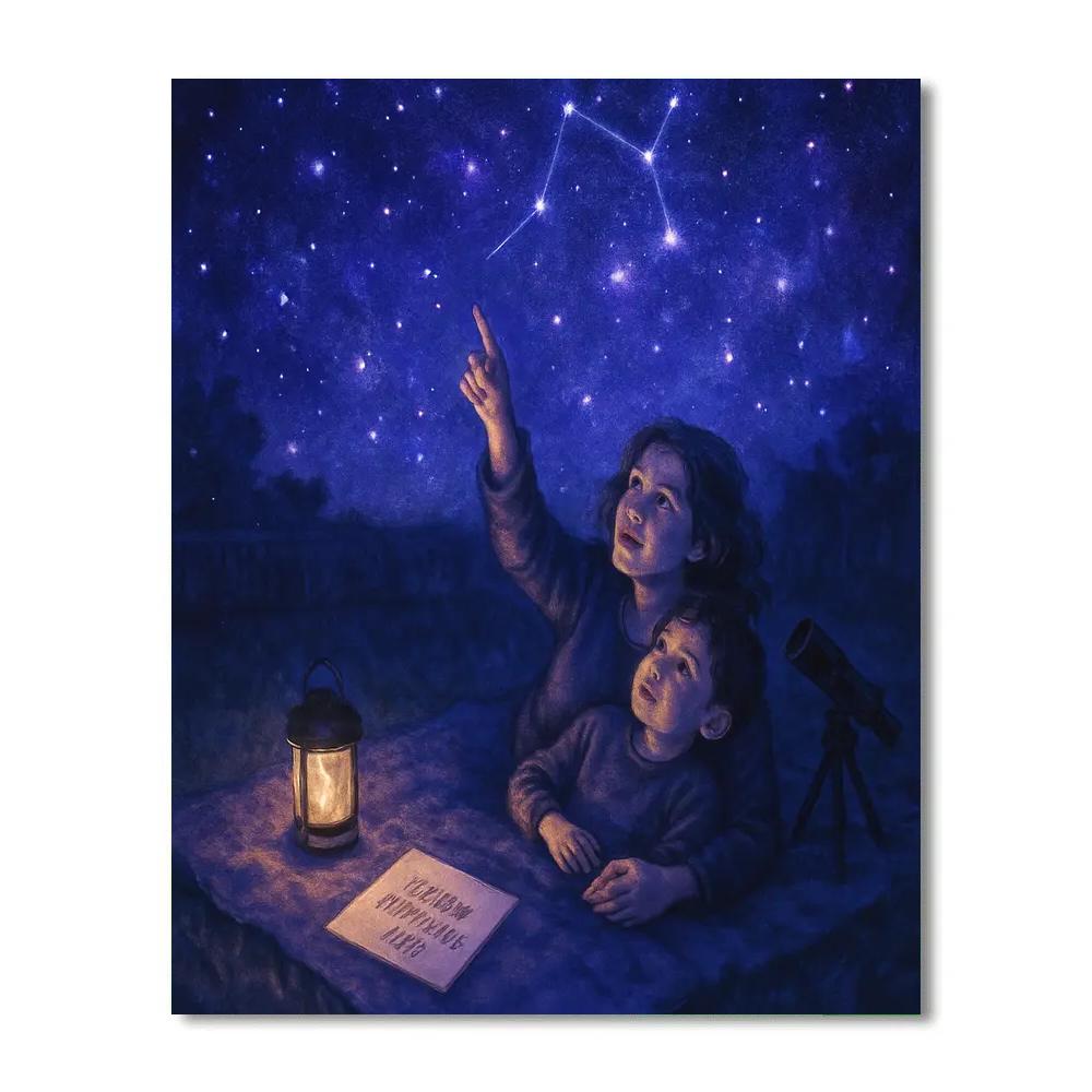 Backyard Stargazing Lesson With Mom paint by number