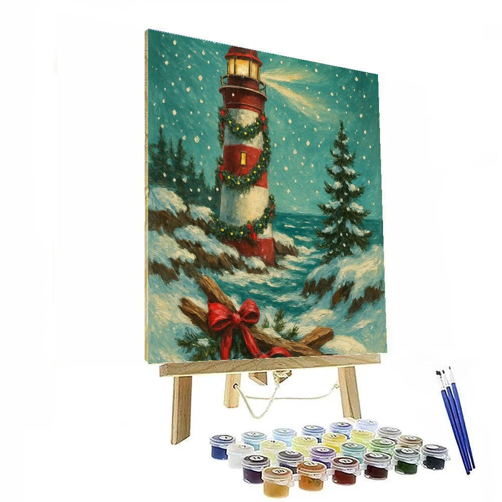 Snowy Lighthouse Gift Watch Painting by numbers kit