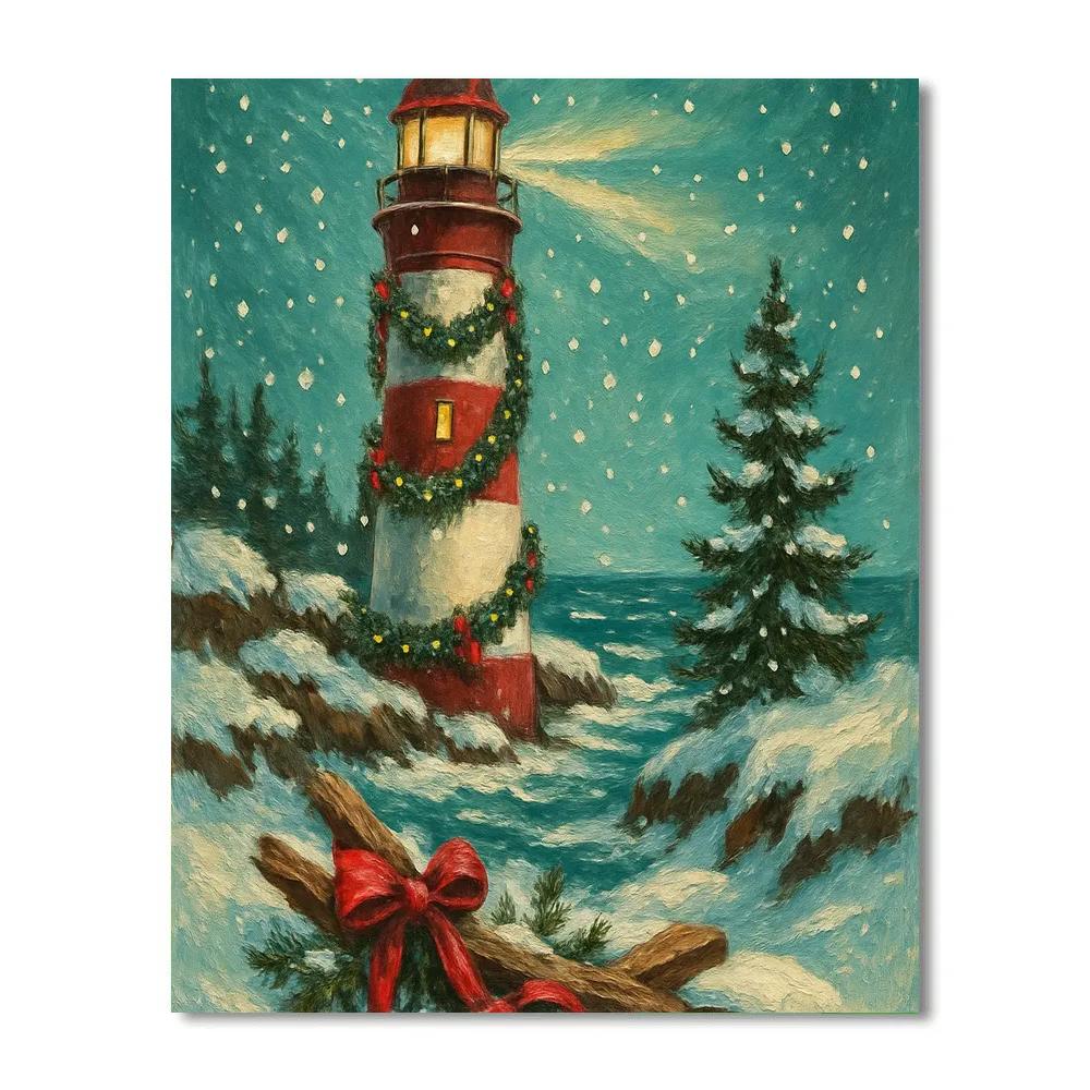 Snowy Lighthouse Gift Watch Painting by numbers kit