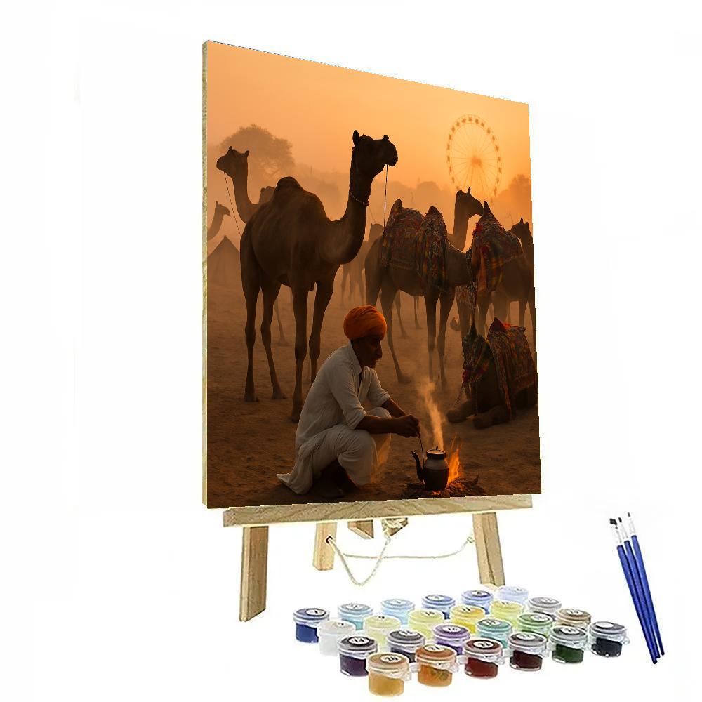 Pushkar Camel Fair Dawn Rituals Numbered painting kits