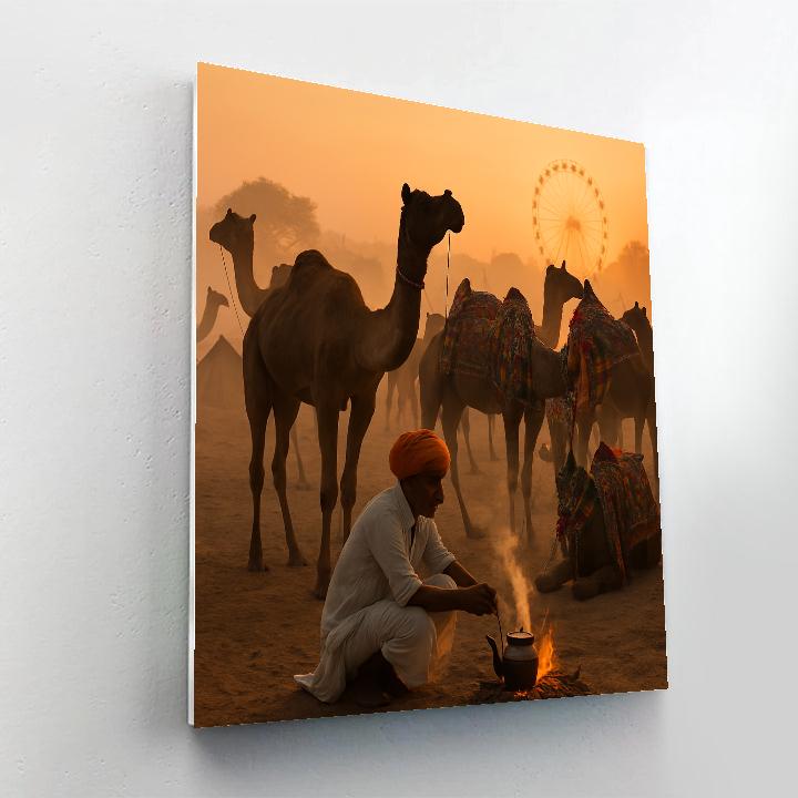Pushkar Camel Fair Dawn Rituals Numbered painting kits