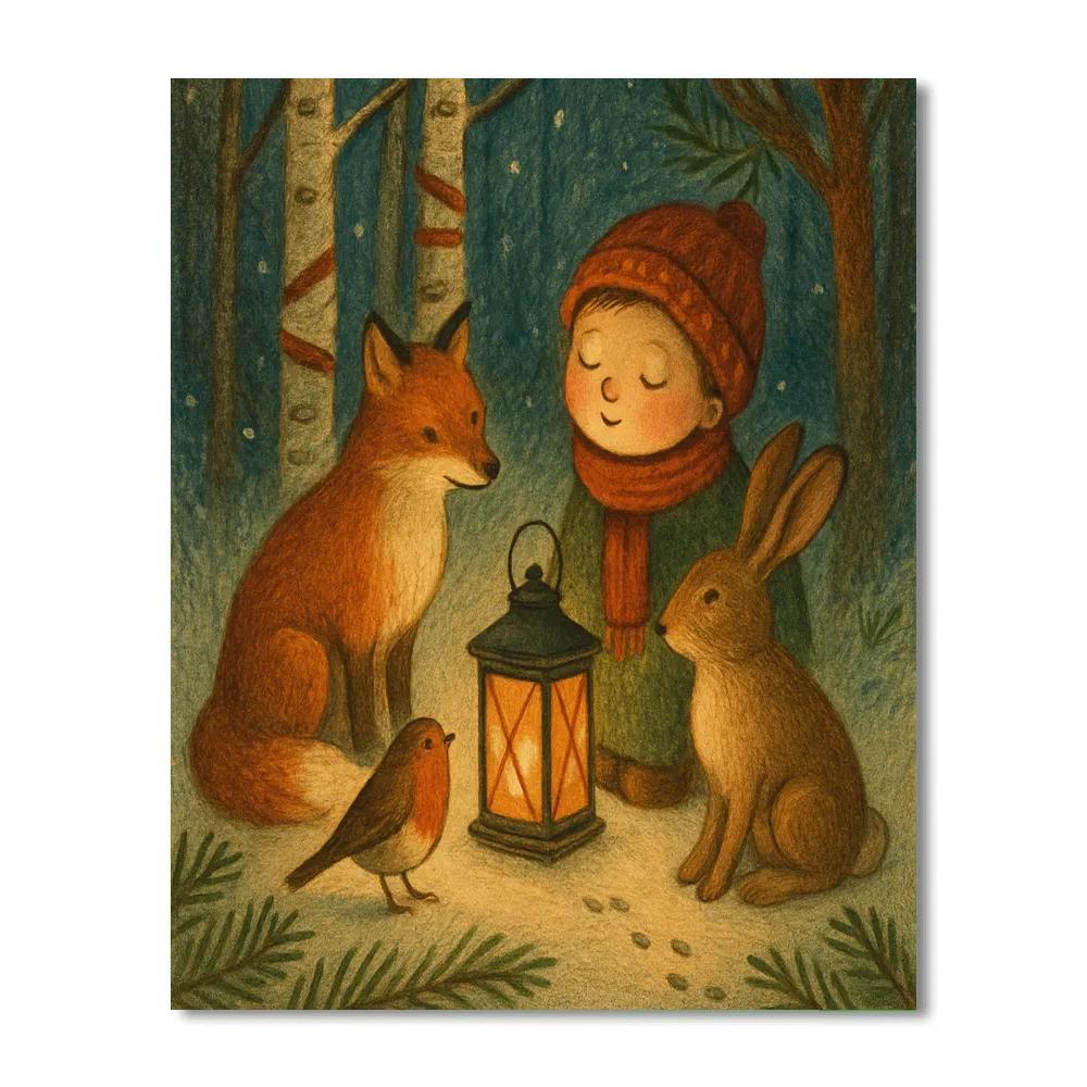 Forest Carol By Lantern Glow Painting by numbers kit