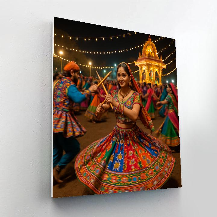 Garba Night During Navratri In Ahmedabad paint by numbers