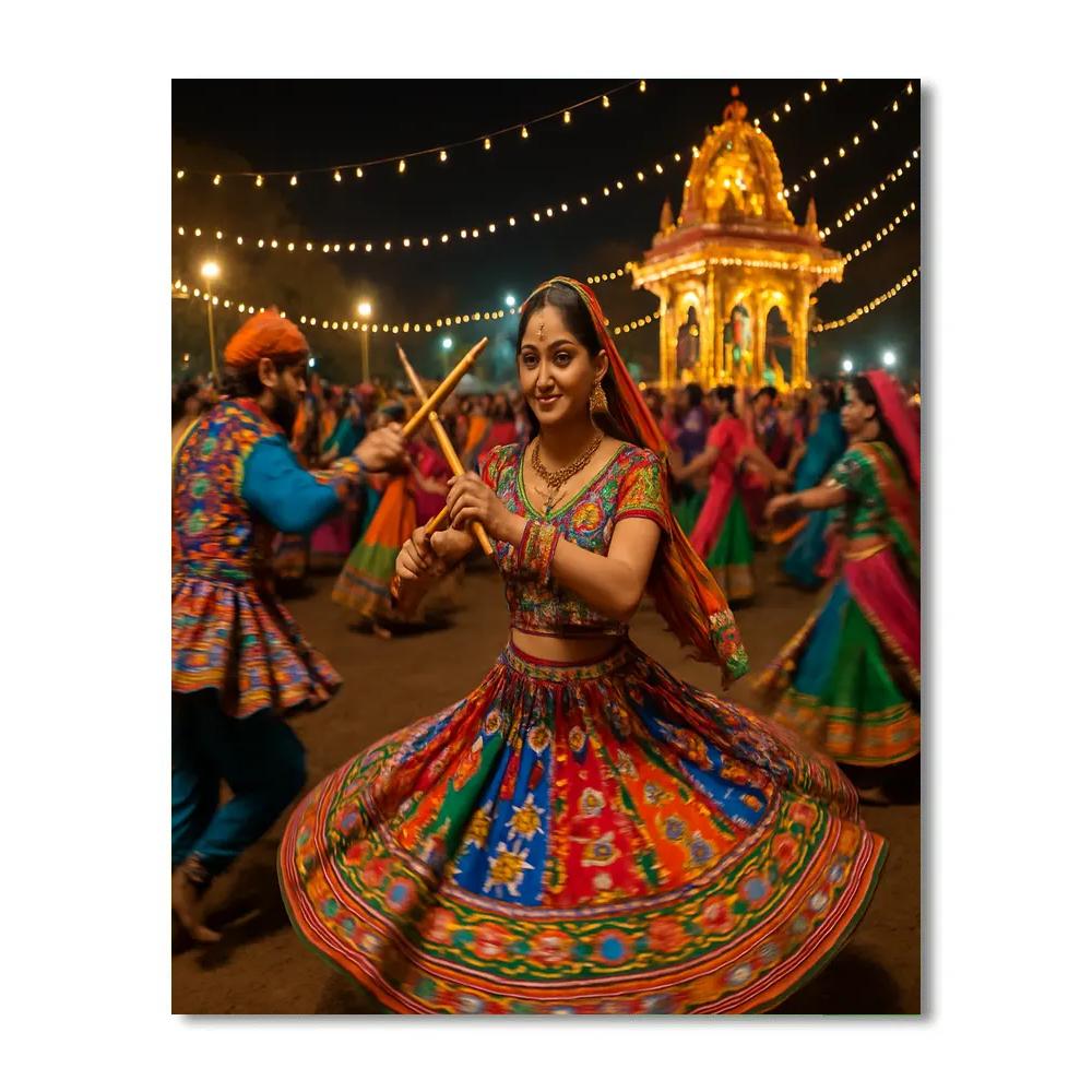 Garba Night During Navratri In Ahmedabad paint by numbers