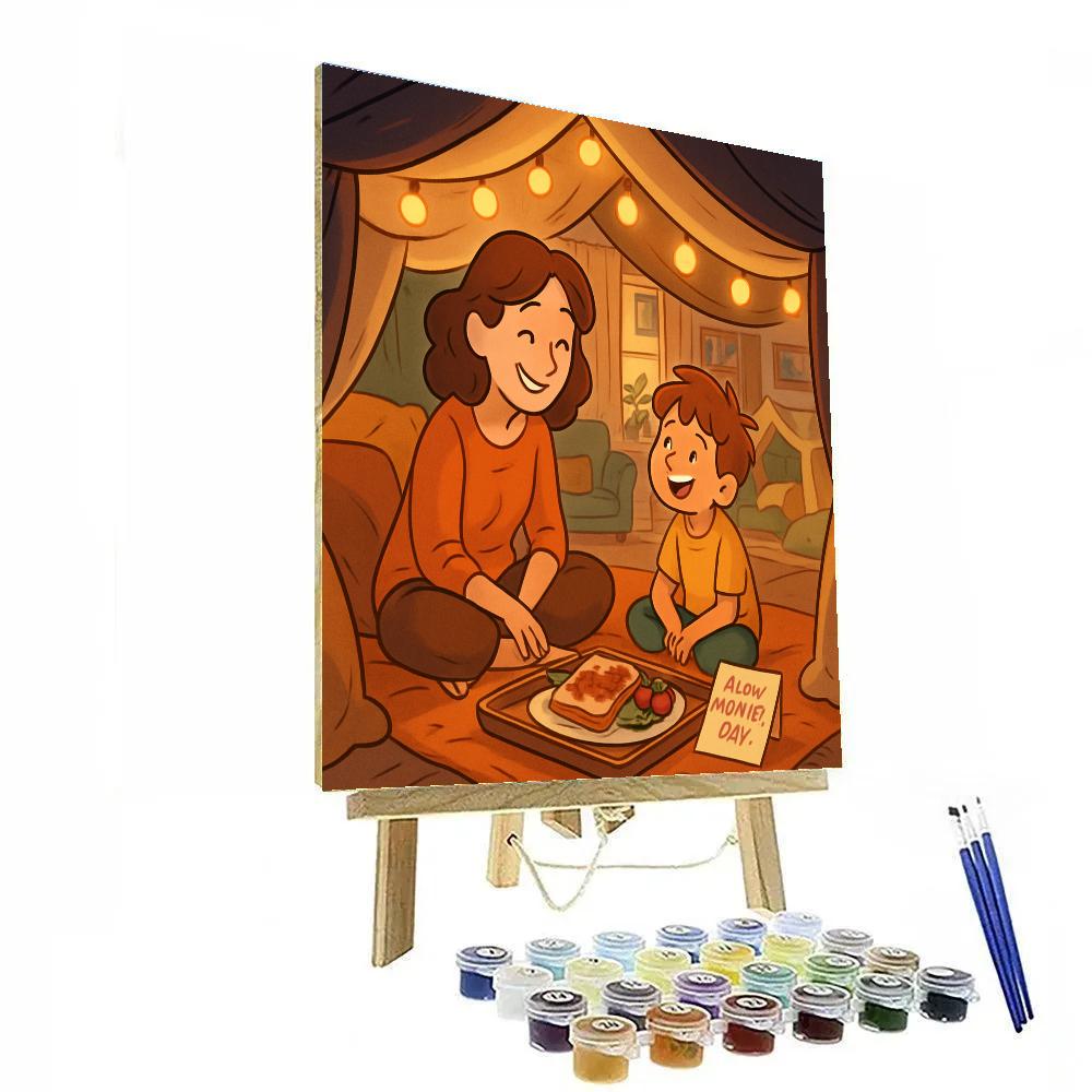 Mothers Day Breakfast Fort With Mom painting number kit