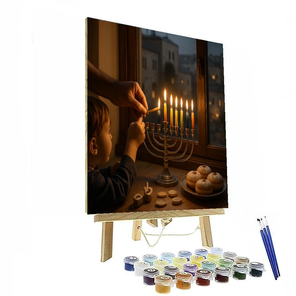 Hanukkah Candle Lighting In Jerusalem Home paint by number