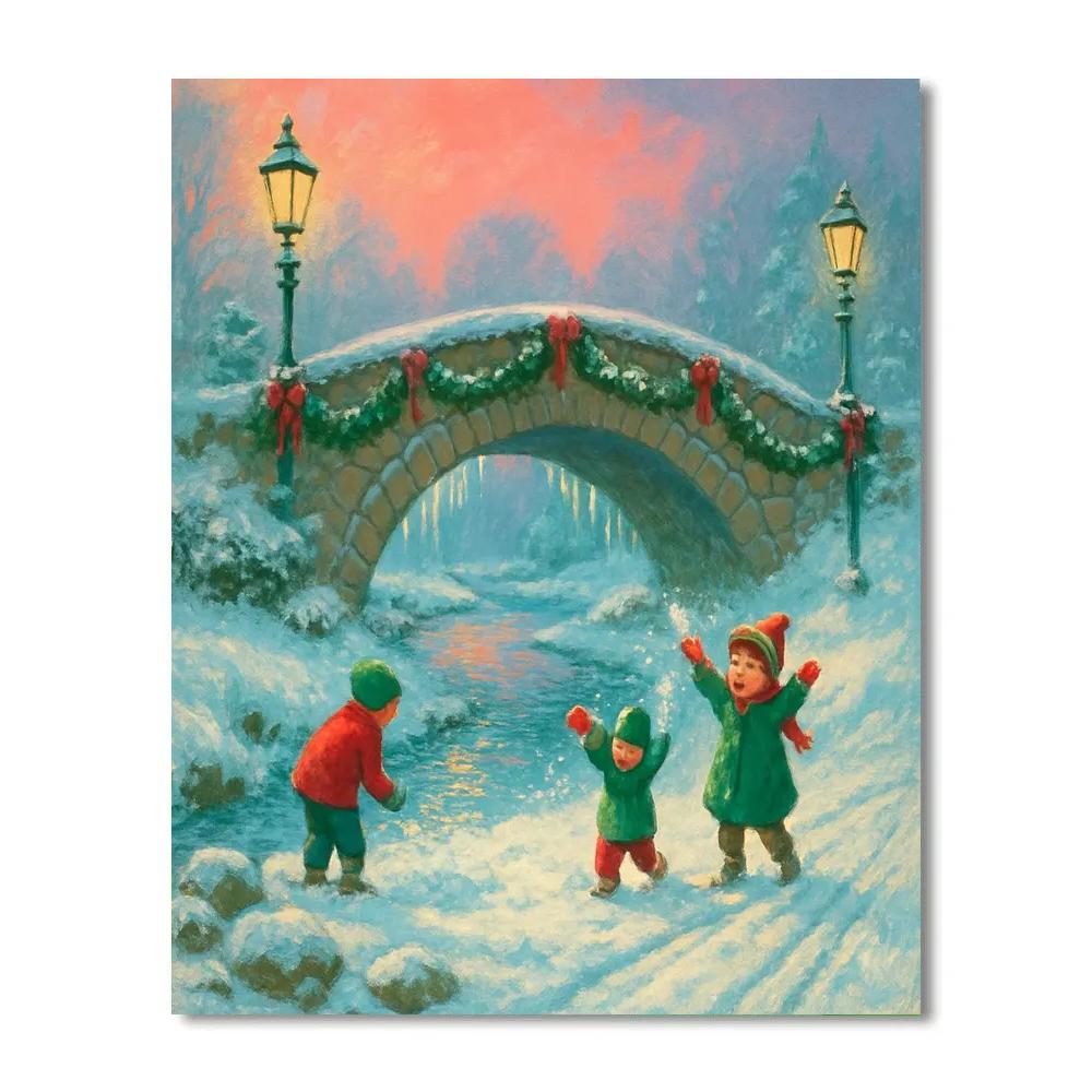 Icicle Bridge Over Winter Brook paint by numbers