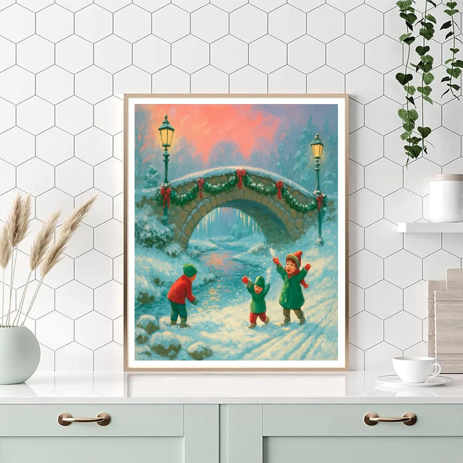 Icicle Bridge Over Winter Brook paint by numbers