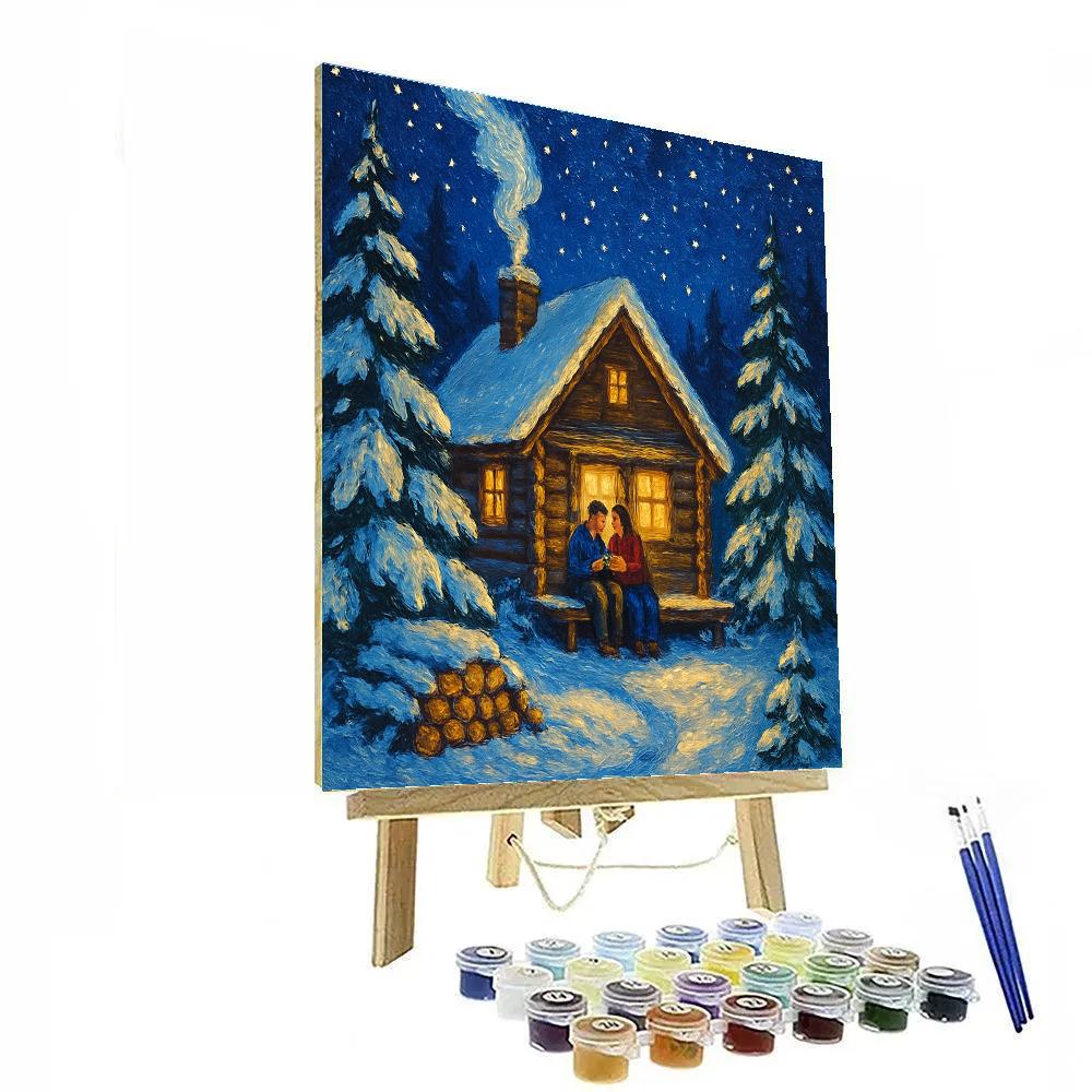 Alpine Cabin Star Shower Painting by numbers kit
