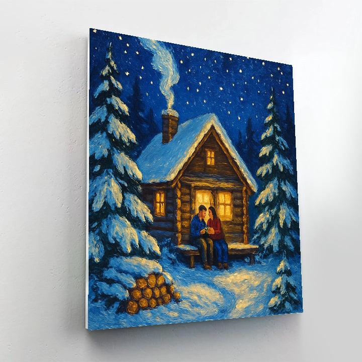 Alpine Cabin Star Shower Painting by numbers kit