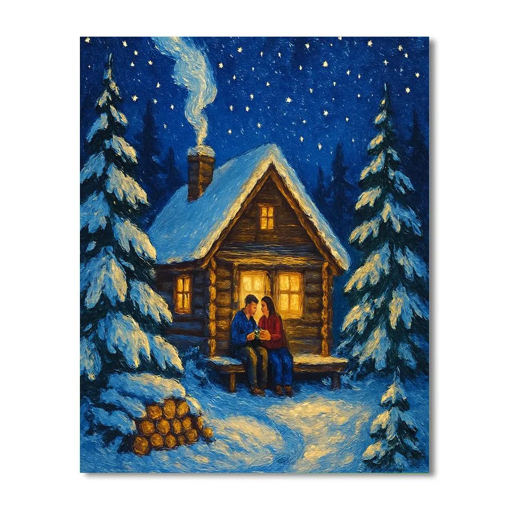 Alpine Cabin Star Shower Painting by numbers kit