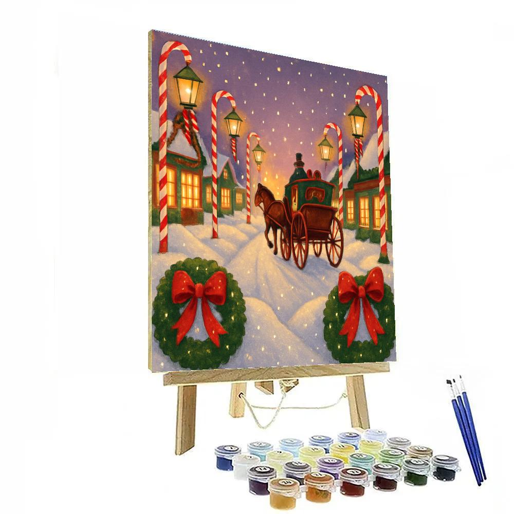 Carriage Through Candy Cane Lane painting number kit