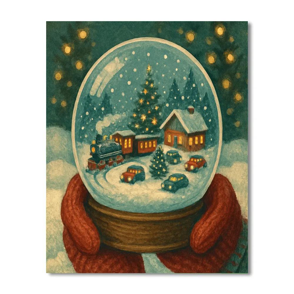 Snow Globe Trainyard Dreams DIY paint by numbers