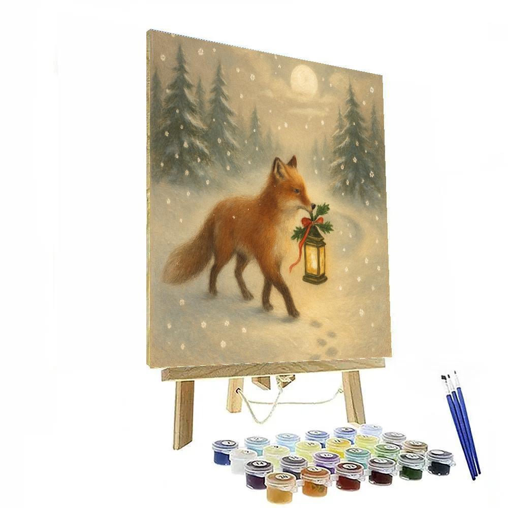 Lantern Fox On Winter Path paint by color