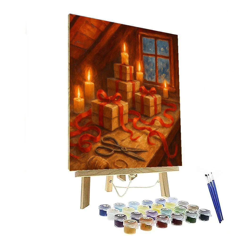 Candlelit Attic Wrapping Night Paint by numbers art
