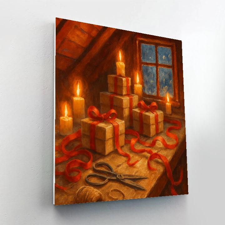Candlelit Attic Wrapping Night Paint by numbers art