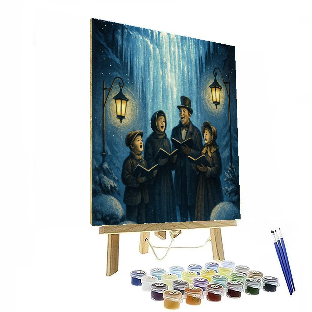 Mountain Carolers At Frozen Falls Number painting