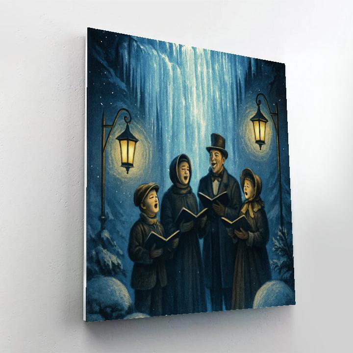 Mountain Carolers At Frozen Falls Number painting