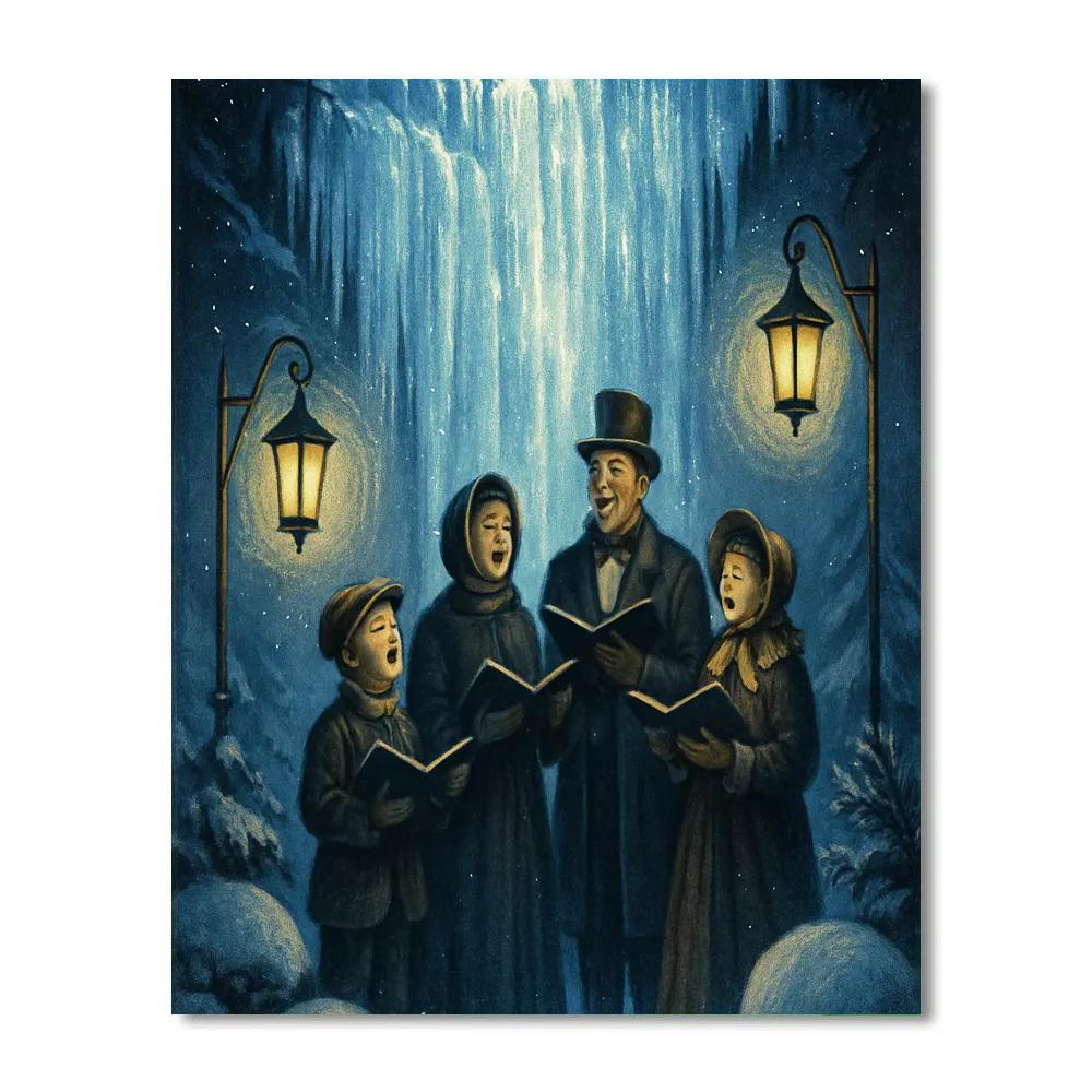 Mountain Carolers At Frozen Falls Number painting