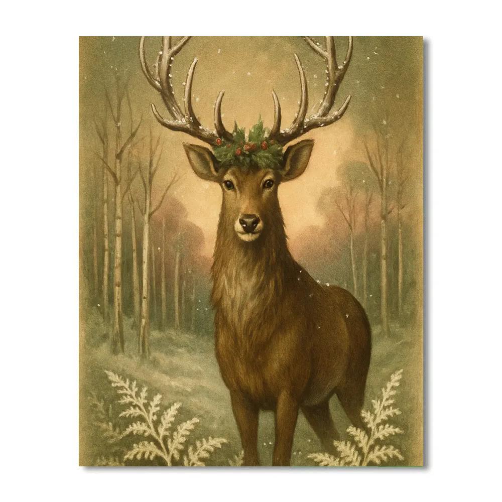 Holly Crowned Stag Watch Paint by numbers kits