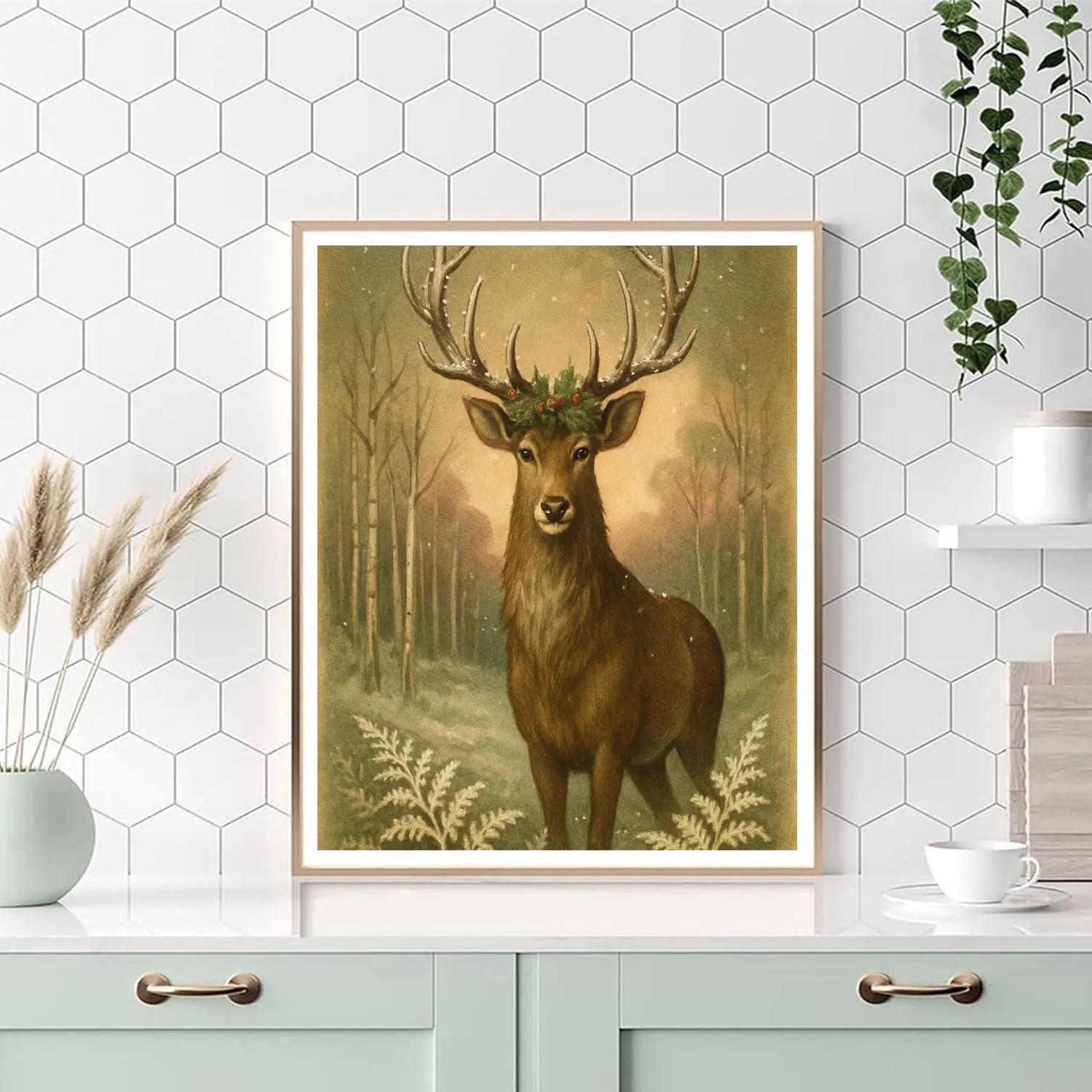 Holly Crowned Stag Watch Paint by numbers kits