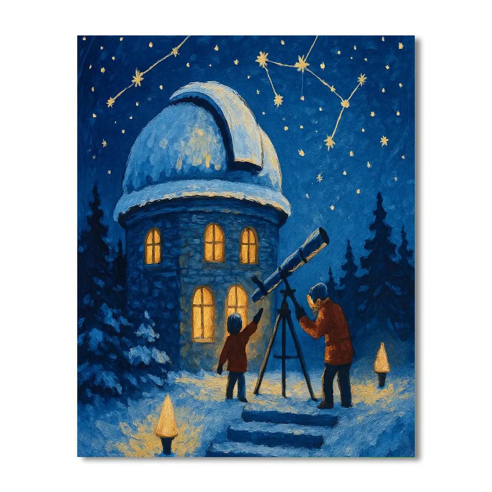 Snowbound Observatory Night painting number kit