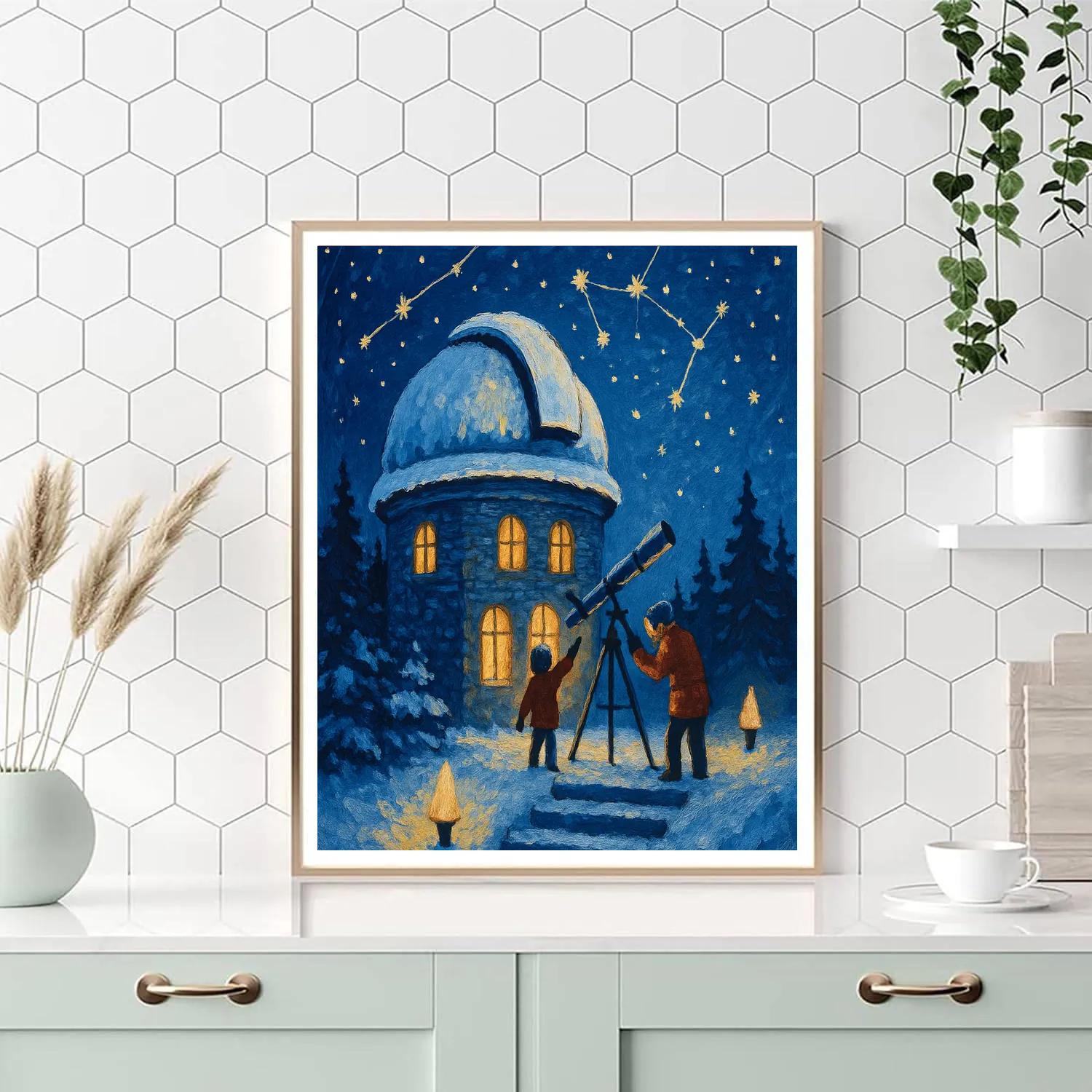 Snowbound Observatory Night painting number kit