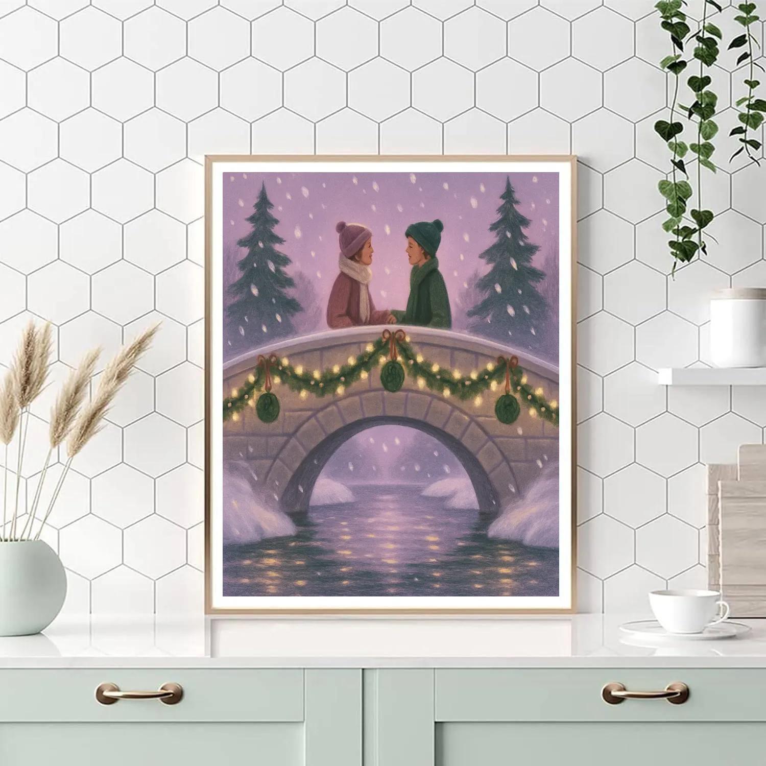 Mistletoe Bridge Meeting Paint by numbers art