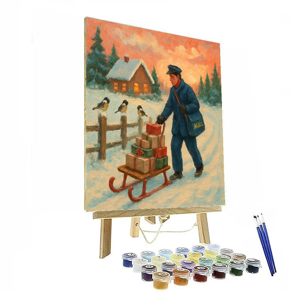 Mail Sled At Dawn Paint by numbers art