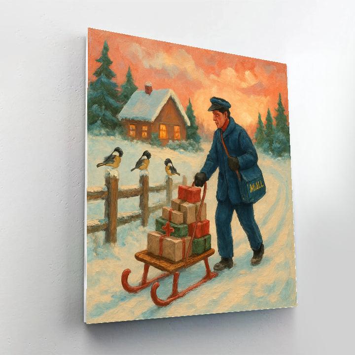 Mail Sled At Dawn Paint by numbers art