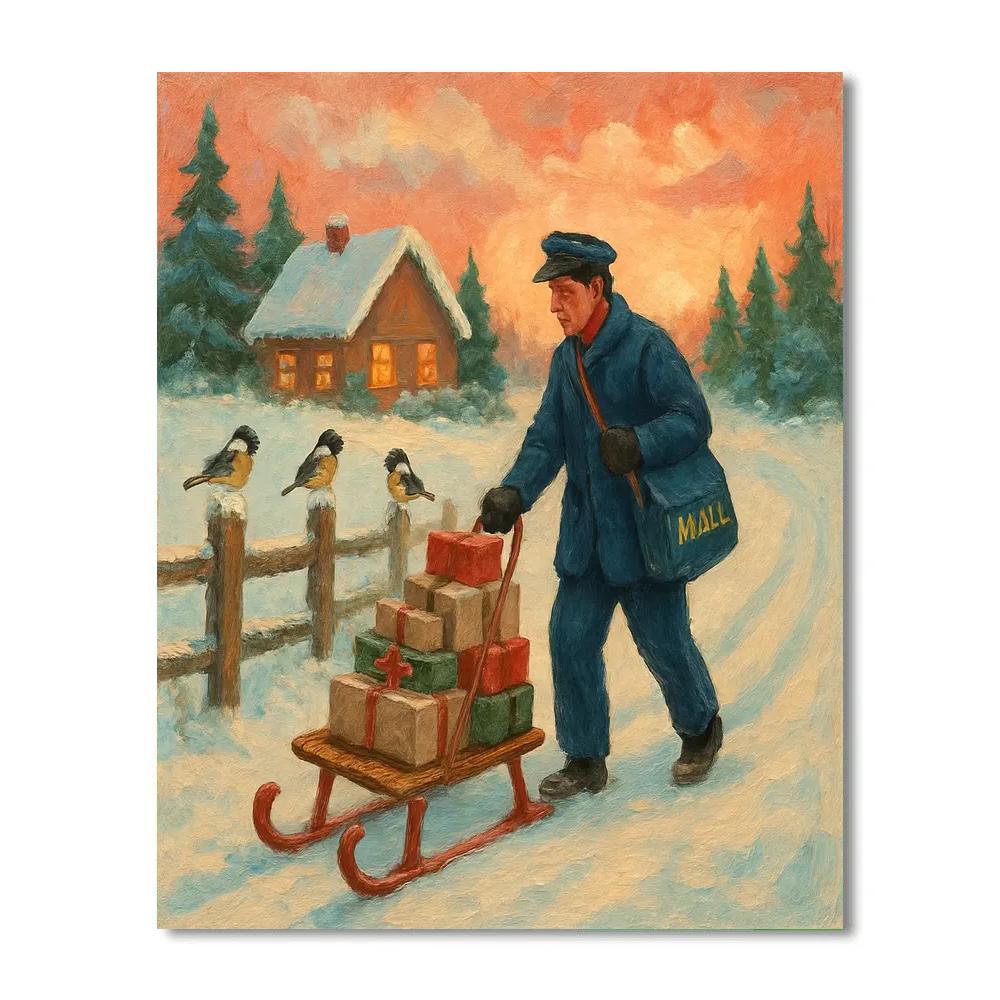 Mail Sled At Dawn Paint by numbers art