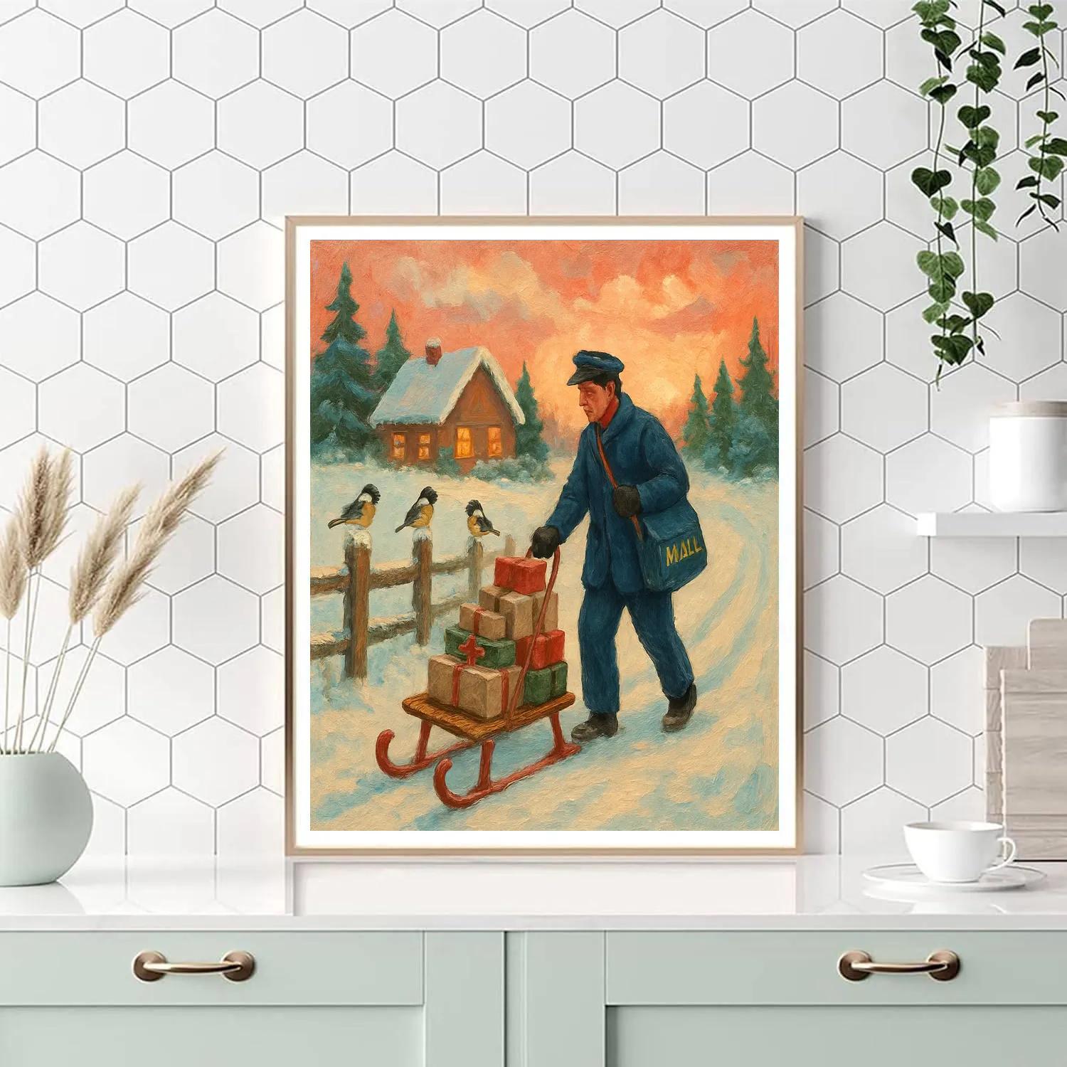 Mail Sled At Dawn Paint by numbers art