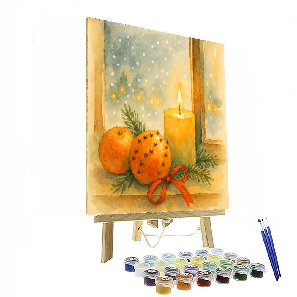 Cottage Window Winter Still Life Number painting