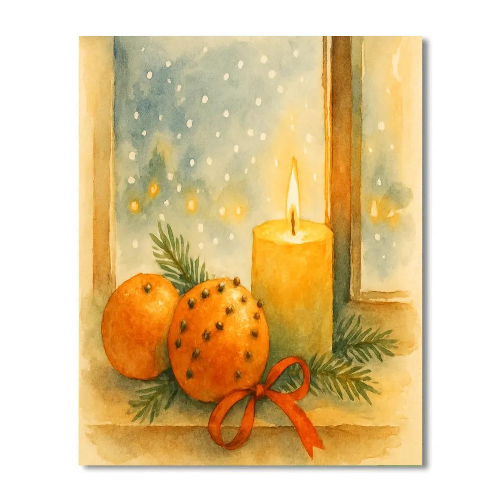 Cottage Window Winter Still Life Number painting