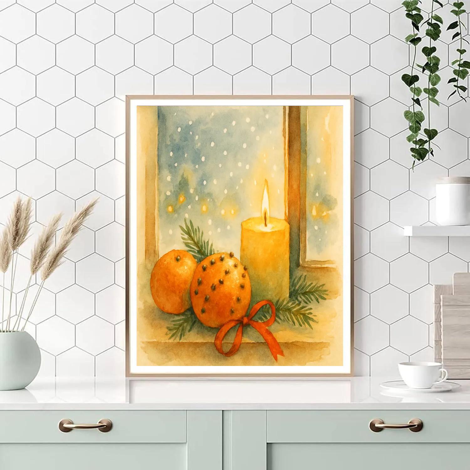 Cottage Window Winter Still Life Number painting