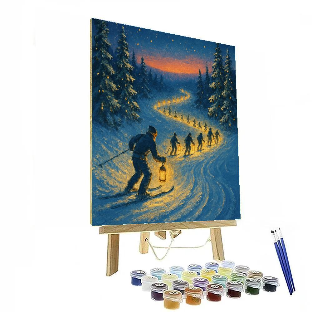 Ski Trail Lantern Procession paint by color