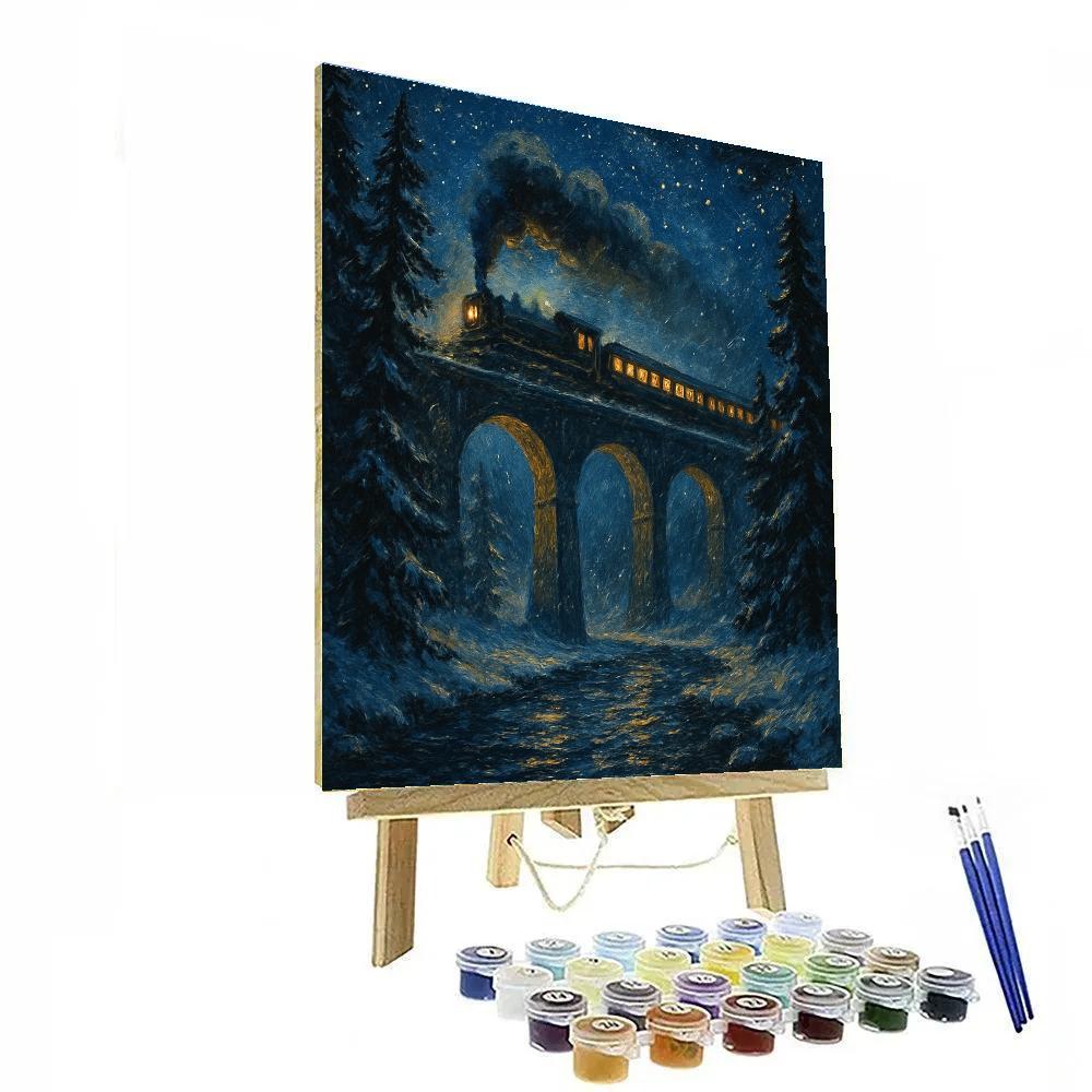 Starry Pines Railway Bridge paint by color