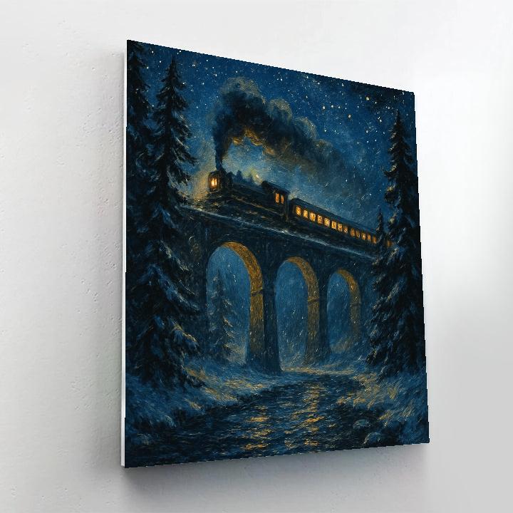 Starry Pines Railway Bridge paint by color