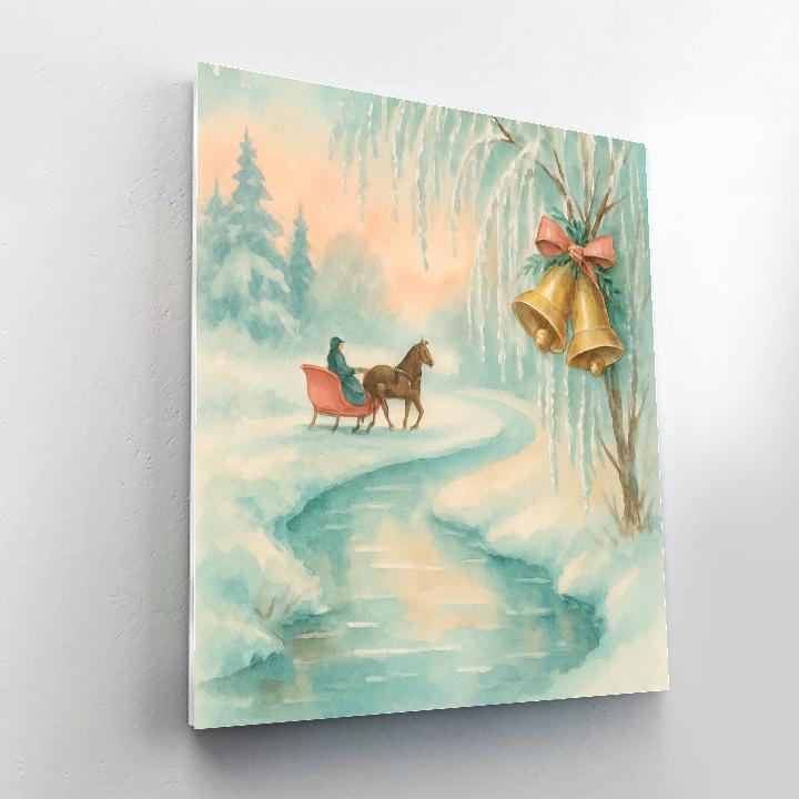 Sleigh Bells Over Riverbend paint by number