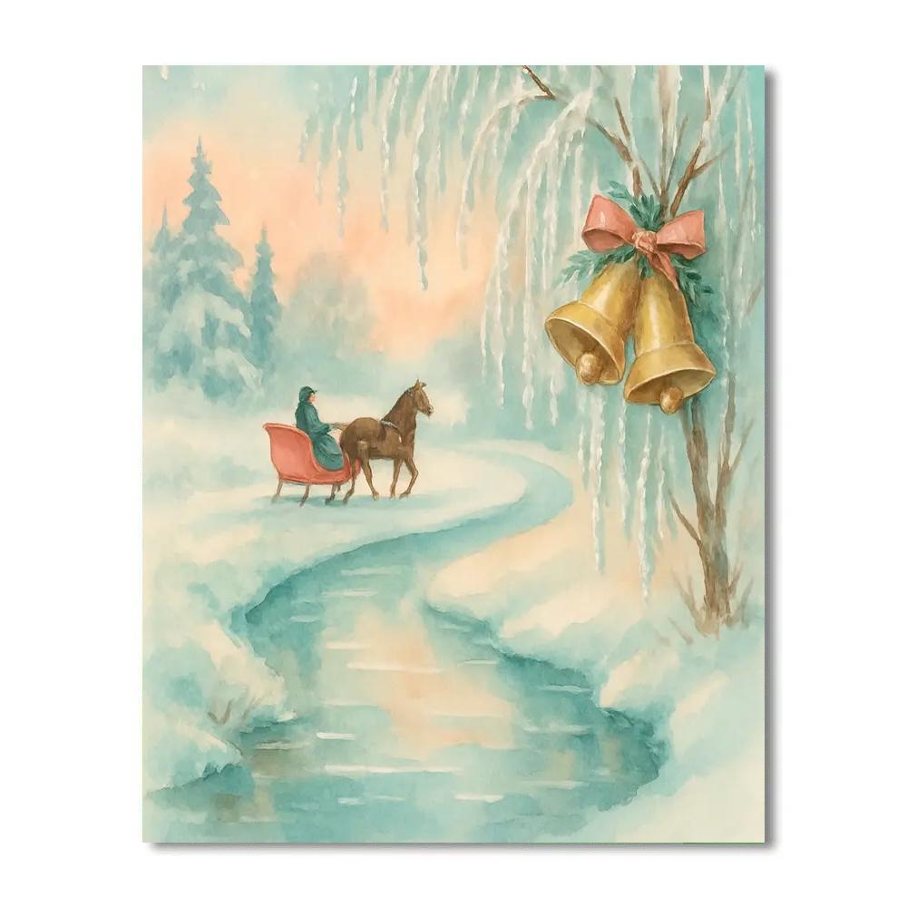 Sleigh Bells Over Riverbend paint by number