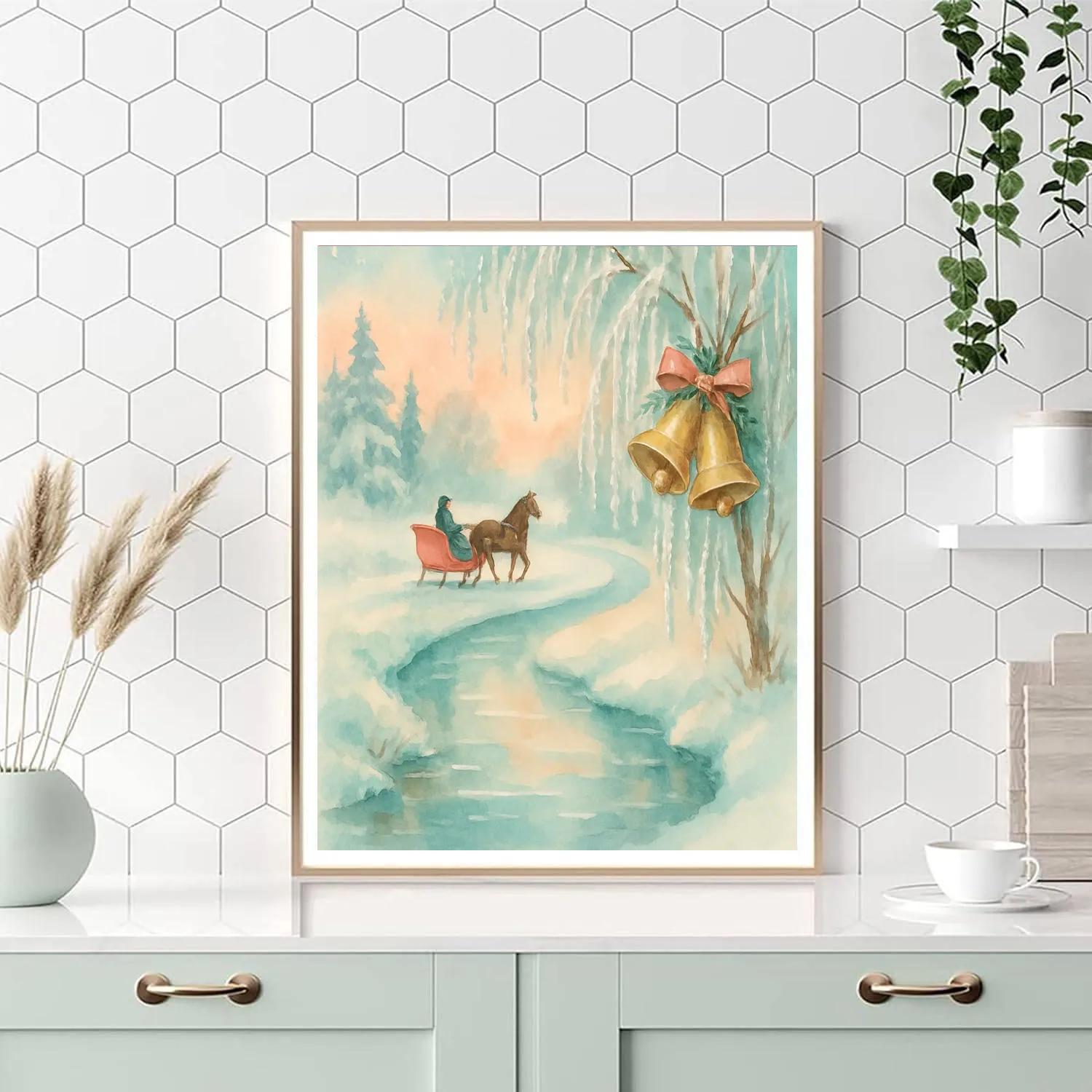 Sleigh Bells Over Riverbend paint by number